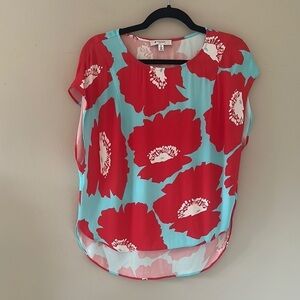 Milly Floral Print Top Sz XS (0-2) Bright Colorful Preppy Resortwear Vacation